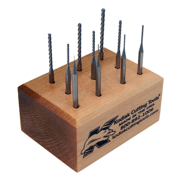 Kodiak Cutting Tools 10pc. Micro Carbide End Mill Set, Square, LOC 12Xs DIA 56399943 - main
